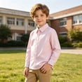 thumbnail image 3 of Fozruso Boys Basic Long Sleeve Shirts Button Down Collared Dress Shirts for Kids Back to School Wear, 3 of 6