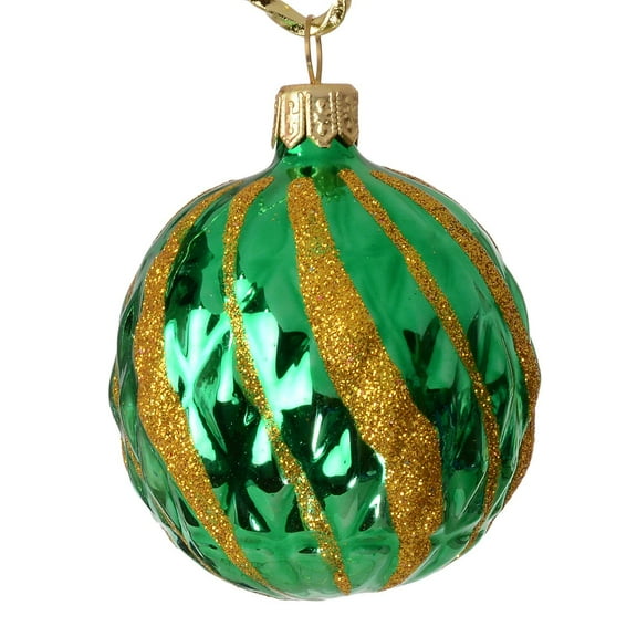 "Twist" Green Glass Christmas Ball Ornament (Green)