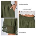 thumbnail image 4 of Pantalones Cortos Sueltos Con Dobladillo De Encaje, Pantalones Cortos Casuales Fruncidos Suaves Con Doble Bolsillo De Poliéster De Cintura Alta Para Mujeres Para El Trabajo De Cergrey DE Verde M, 4 of 6