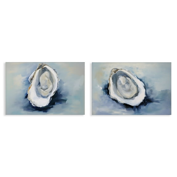 Stupell Industries Open Oyster Mollusk Shells Nautical & Beach Painting Wrapped Canvas Art Print Wall Art, 24 x 16, Set of 2
