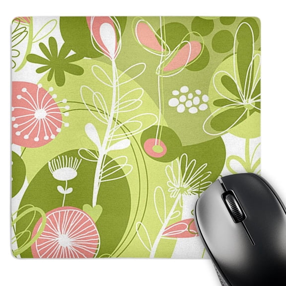 3dRose, Pink and Green Floral, MousePad