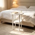 thumbnail image 4 of Bear Shape Small End Table, 2 Tier Modern Coffee Table with Lower Shelf, Plastic Small Bedside Nightstand for Living Room Bedroom Balcony Indoor Outdoor, #003-White, 4 of 6
