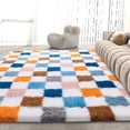 thumbnail image 3 of Jakolive 5x7ft Multicolor Checkered Rug， Plush High-Pile Plaid Carpet, Non-Slip for Bedroom, Living Room, Kids’ Room, Nursery & Dorm, Cozy Indoor Floor Covering, 3 of 8