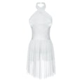 thumbnail image 2 of Alvivi Women's Lyrical Ballet Dancewear Leotard Sleeveless Halter Neck Flowy Skirt Dress White M, 2 of 7