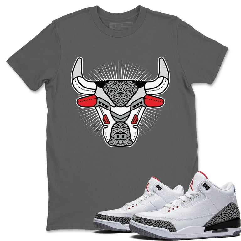 Bull Head Cool Grey T Shirt Jordan 3 White Cement Sneakers Matching Outfits Cool Grey 3X Large Walmart