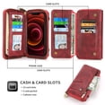 thumbnail image 3 of Decase Case iPhone 14 6.1" 2022, Vintage Durable c Zipper Wallet Card Slots Flip Kickstand Crossbody Lanyard Slim Magnetic Drop-resistnt Slim Luxury Fashion Convenient Case for Girls & Women, Red, 3 of 9