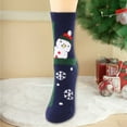 thumbnail image 2 of Arlun 1 Pair Womens Cute Santa Christmas Mid-Calf Socks Knit Slippers Winter Warm Mid-Calf Socks Fluffy Soft Home Sleeping Medium Tube Socks Navy One Size, 2 of 3
