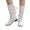 White, variant on Womens Boots High Comfortable Pull On Mid-Calf Flats Boots with Bow Tie Fashion PU Leather Lace Up Chunky Low Heels for Winter Fall White 8 Wide
