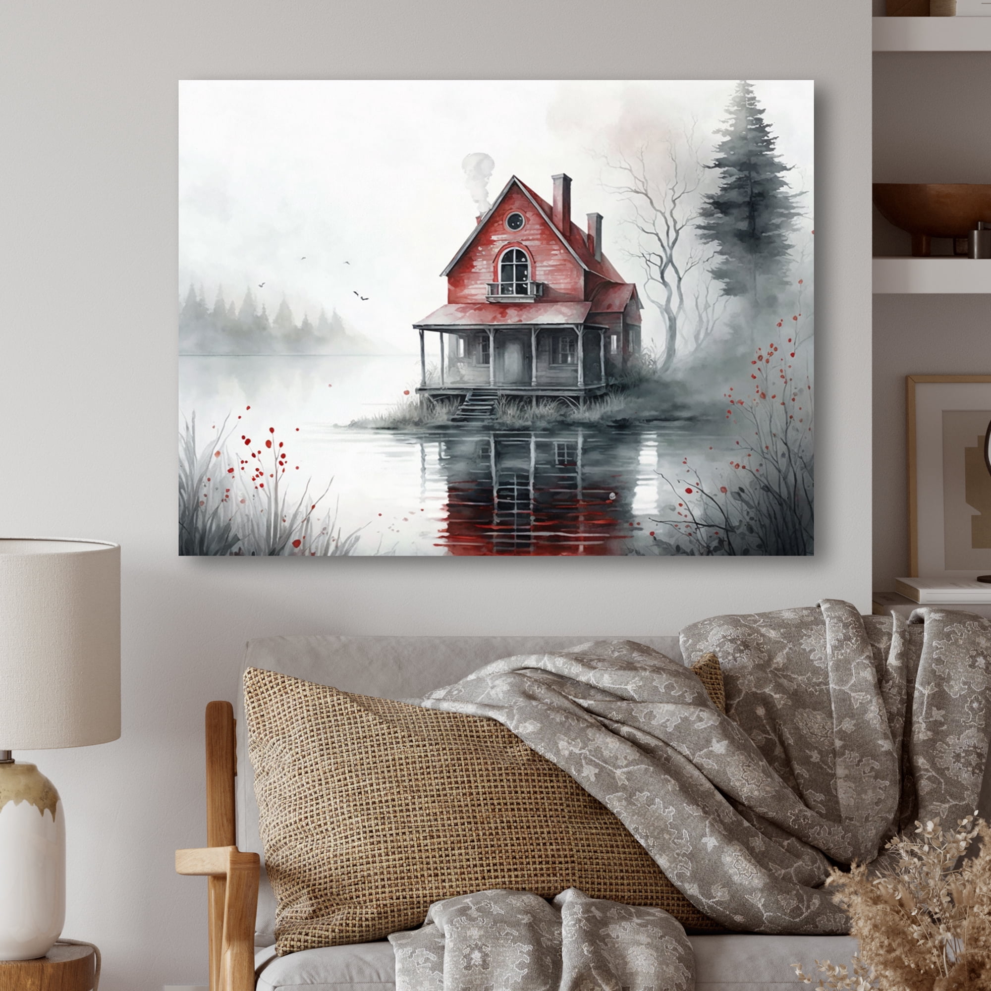 Designart Lake House Cottage I Canvas Wall Art