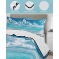 thumbnail image 4 of Quilts Full Size Bedding Set, Summer Ocean Lightweight Quilted Comforter, Coastal Blue Sky Sea Waves Natural Scenery Soft Reversible Bedspread Coverlet with Pillow Covers for All Season, 78" x 90", 4 of 7