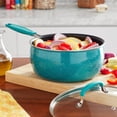 thumbnail image 3 of The Pioneer Woman Frontier Speckle Aluminum 3-Quart Sauce Pan, Teal, 3 of 7