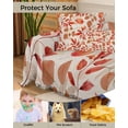 thumbnail image 4 of Red Orange Brown Leaves Sofa Covers for 3 Cushion,Washable Couch Cover for Sectional Sofa Slipcovers with Tassel,Farmhouse Beige Maple Leaf Loveseat Covers Futon Cover Throw Blanket 71''x118'', 4 of 8