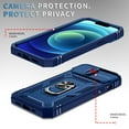 thumbnail image 3 of Military Grade Drop Impact for iPhone 15 Plus Camera Lens Slide Protection Case 360 Metal Rotating Ring Kickstand Holder Armor Shockproof Case For iPhone 15 Plus, Blue, 3 of 11