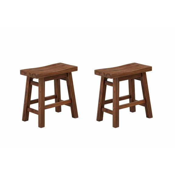 Boraam Sonoma 18-Inch Dining Height Backless Saddle Wood Dining Stool, Chestnut Wire-Brush Finish, Set of 2