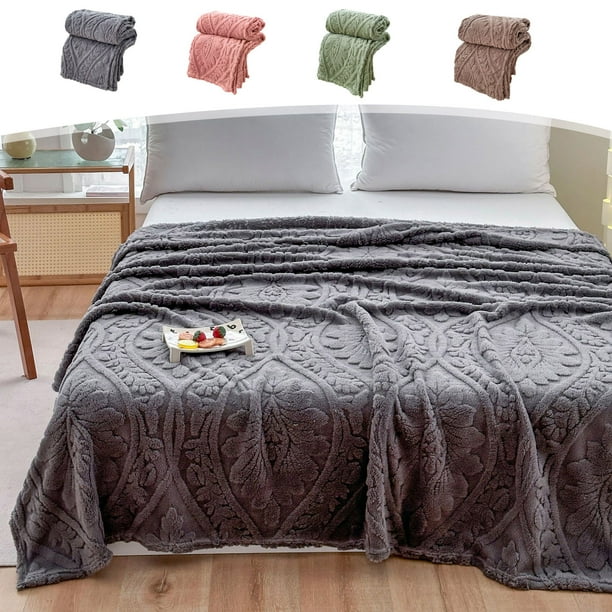 Manta de forro polar 200x150cm – microfibra súper suave, ligera y cálida, resistente al desvanecimiento, colcha acogedora para sofá o cama, todo estaño, verde/gris/rosa/café