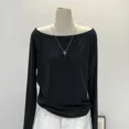 thumbnail image 3 of Autumn Winter One Shoulder Cotton Long Sleeve Slant Shoulder Женская одежда с широкими трюфелями в стиле, 3 of 5