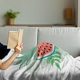 thumbnail image 3 of Watermelon Soft Flannel Fleece Throw Blanket, Cool Summer Fruit Slice with Tropical Leaves Shadowy Design Illustration, Cozy Plush for Indoor and Outdoor Use, 70" x 90", Multicolor, by Ambesonne, 3 of 5