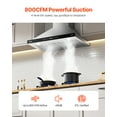 thumbnail image 3 of VEVOR Wall Mount Range Hood, 36 inch Chimney-Style Ceiling Mount Vent, 800 CFM Stainless Steel Kitchen Stove Hood with Gesture & Touch Control, LED Light, Baffle Filters, Ducted/Ductless Convertible, 3 of 10