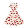 thumbnail image 6 of SBYOJLPB Girls' Valentine's Day Sundress Short Sleeve Printed Dress Middle and Large Children's Waist Fold Turndown Collar​ Dress, 6 of 7