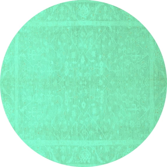Ahgly Company Indoor Round Abstract Turquoise Blue Modern Area Rugs, 5' Round