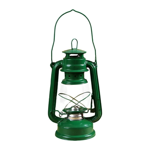 Lámpara de aceite de queroseno retro, lámpara de camping, centro de mesa portátil con asa Verde