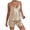 Beige, variant on Pajama Sets for Women 2 Piece Solid Outfits V Neck Lace Patchwork Camisole Open Back Lace Trim Shorts Sleepwear Lounge Pjs Outfits