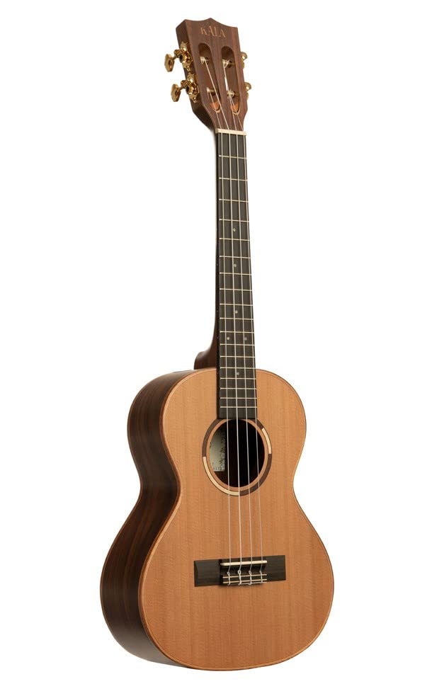 Kala KA-ASCP-T Solid Cedar Top Pau Ferro Tenor Ukulele with Hard Case, Strap, Tuner, Austin Bazaar Instructional DVD, and Polishing Cloth