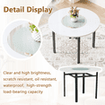 42 Inch White Round Dining Table, Mdf Top, Gray Glass Inlay, Metal Legs ...