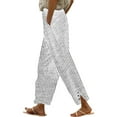 thumbnail image 4 of Seductiva Women's Casual Pants Women's Fashionable Casual Buttons with Pockets Cotton and Linen Loose Trousers Cropped Trousers Striped Cotton and Linen Pants, 4 of 5