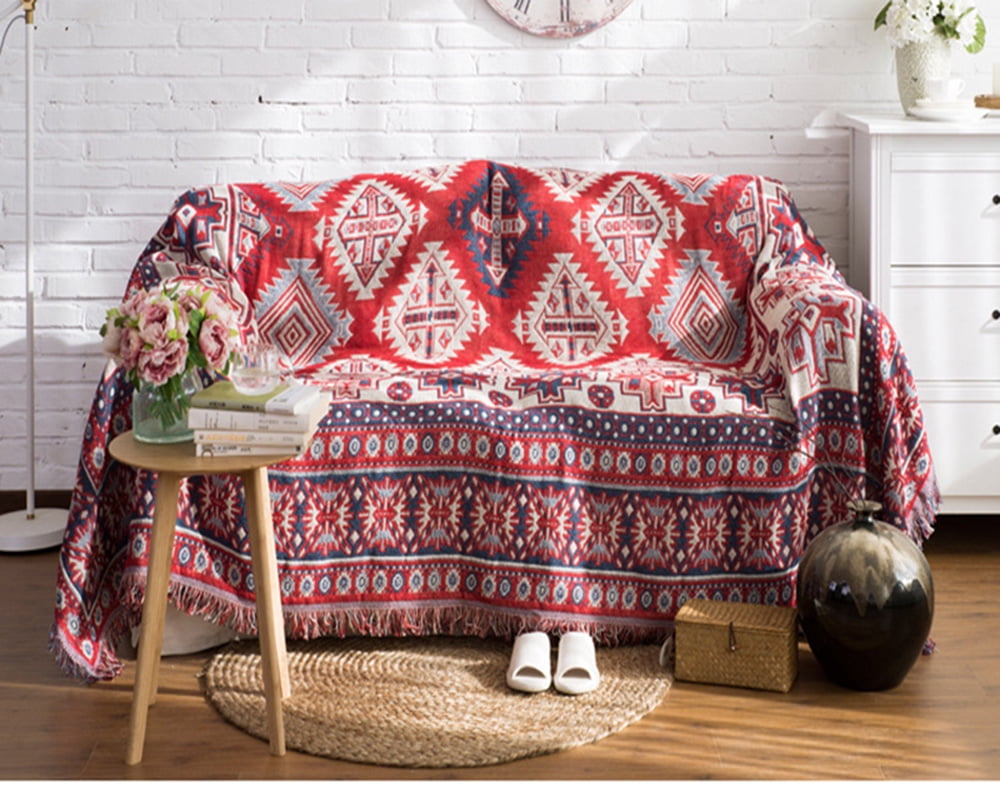 50" X 70" Double Sided Cotton Woven Couch Throw Blanket Featuring