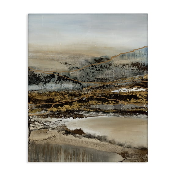 Stupell Industries Contemporary Abstract Snowy Mountain Range Detailed Linework Canvas Art, 16 x 20, by Ruth Fromstein