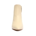 thumbnail image 3 of Schutz Mikki Off White Side Zipper Pointed Toe Stiletto Kitten Heel Ankle Boots (Eggshell, 6), 3 of 6