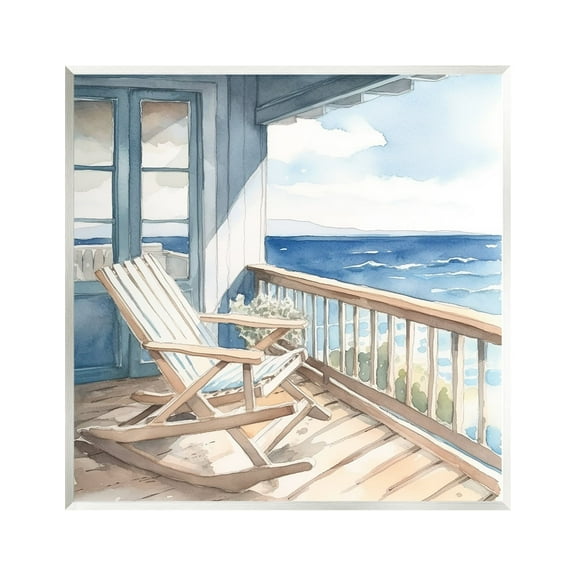 Stupell Industries Seaside Porch View Landscape Painting Unframed Art Print Wall Art, 12 x 12