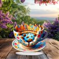 thumbnail image 2 of Taza de café de cerámica HWRETIE,adorno 2D para cafetería,hogar,sala de estar,vestíbulo,escritorio,decoración,regalo encantador con temática de café, 2 of 8
