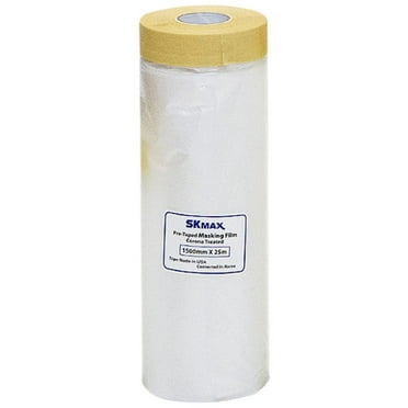 SKmax Pre-taped Masking, 3/4" Masking Tape with 5 Ft Drop Down Film By 27YDS