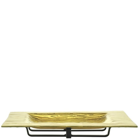 Couronne Co Monterrey Square Recycled Glass Platter and Single Metal Stand, M207-2066, 12 inch diameter