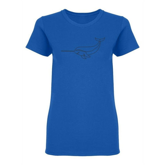 Single Line Narwhal Shaped T-Shirt Women -Image by Shutterstock, Female x-Large