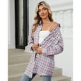 thumbnail image 2 of jinghuiyue Women Flannel Plaid Shirt Classic Button Down Long Sleeve Shirts Casual Business Cropped Tops with Pocket L, 2 of 7
