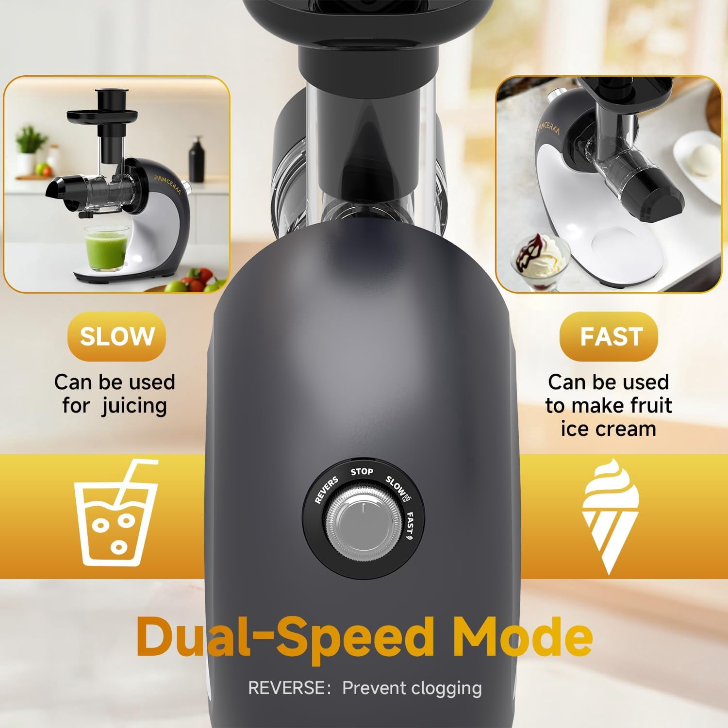Frozen Fruit Sorbet Maker - Soft Ice Cream Machine for Healthy Vegetarian Dairy Free Snacks, Easy Clean