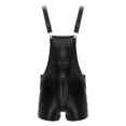 thumbnail image 5 of inhzoy Men's Metallic Dungarees Bib Overalls Suspender Shorts Party Club Rave Outfits Black M, 5 of 9