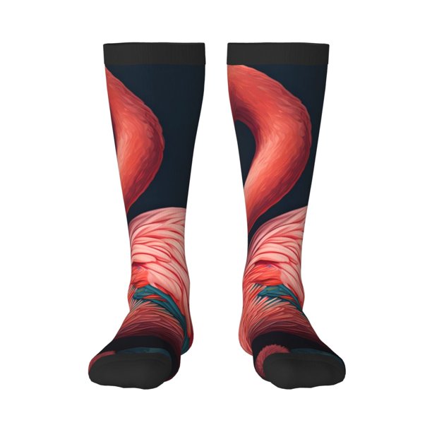 Balery Colorful Floral Flamingo Calcetines novedosos Calcetines deportivos Calcetines hasta la rodilla Calcetines de algodón Calcetines originales y geniales