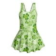 thumbnail image 6 of DISNIMO Girls One Piece Swimsuits Saint Patrick Leaf Print Quick Dry Swimwear Skirted Sleeveless Bathing Suit Soft Stretch Swim Dress for Hawaiian Beach Pool Party, 6 of 8