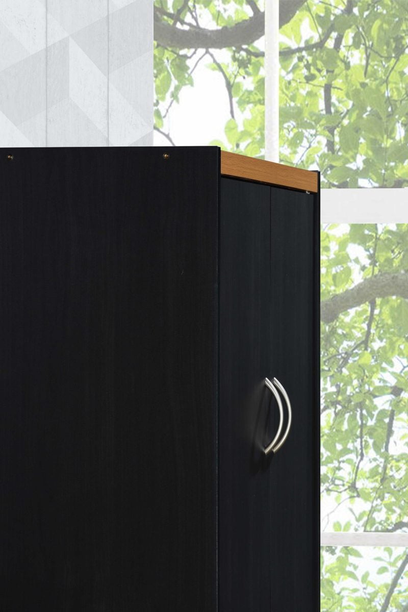 Hodedah 4-Door Kitchen Pantry with 4-Shelves, Black-Beech