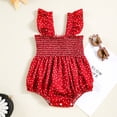 thumbnail image 3 of Newborn Baby Girl Romper Dress,Ruffled Sleeveless Bodysuit,Vintage Polka Dot Red Boho Photoshoot Outfits ,Casual Summer Jumpsuit Cotton Clothes 3-6Months, 3 of 9