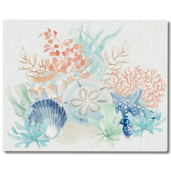 CounterArt "Seaside" 3mm Heat Tolerant Glass Cutting Board 15" by 12"