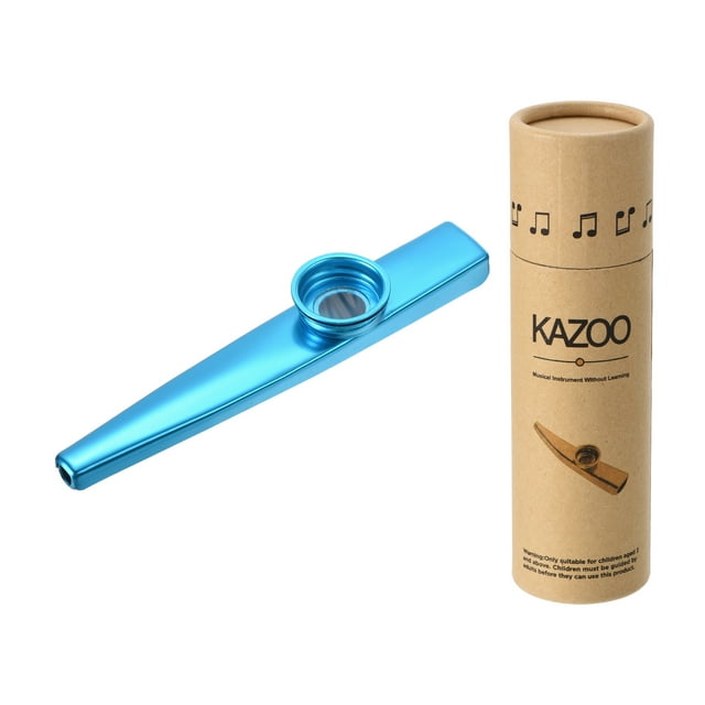 Unique Bargains Kazoo Musical Instrument Aluminum Alloy Blue with Beautiful Gift Cylindrical Box