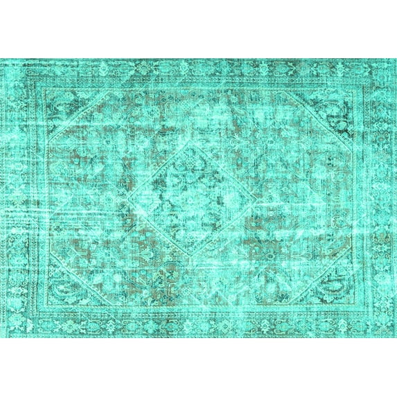 Ahgly Company Machine Washable Indoor Rectangle Persian Turquoise Blue Traditional Area Rugs, 2' x 4'