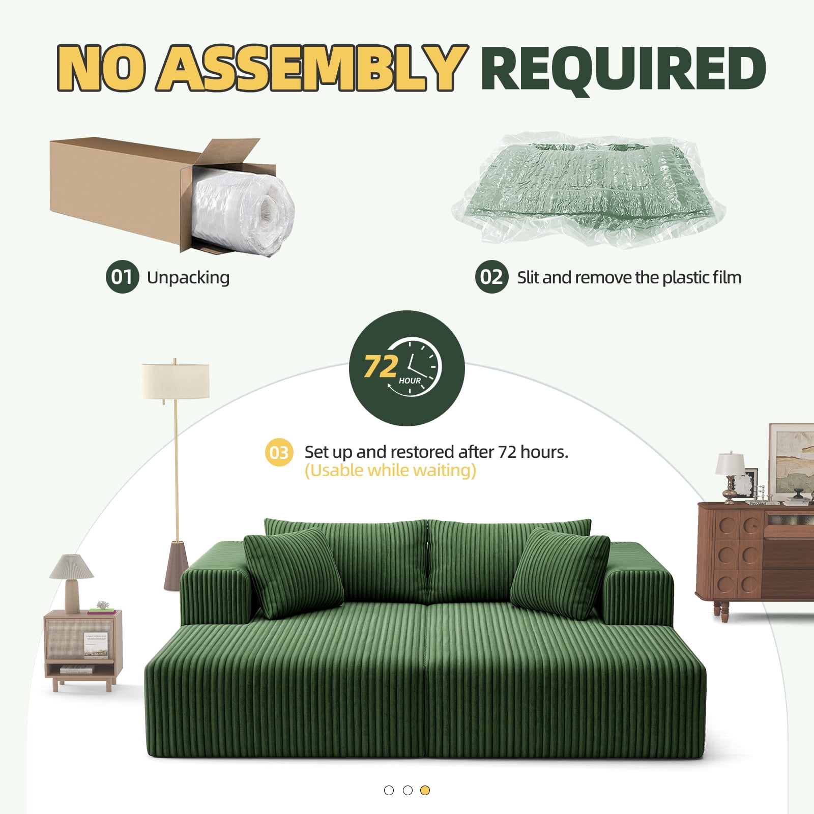 80.3" Oversized Double Lounge Chaise, Boneless Lounge Sofa Bed with 4 Pillows Cloud Loveseat Sleeper Couch for Indoor Living Room