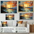 thumbnail image 4 of Designart "Golden Gateway Yellow Orange Bridge II" Bridges Floater Framed Canvas Wall Art, 4 of 7