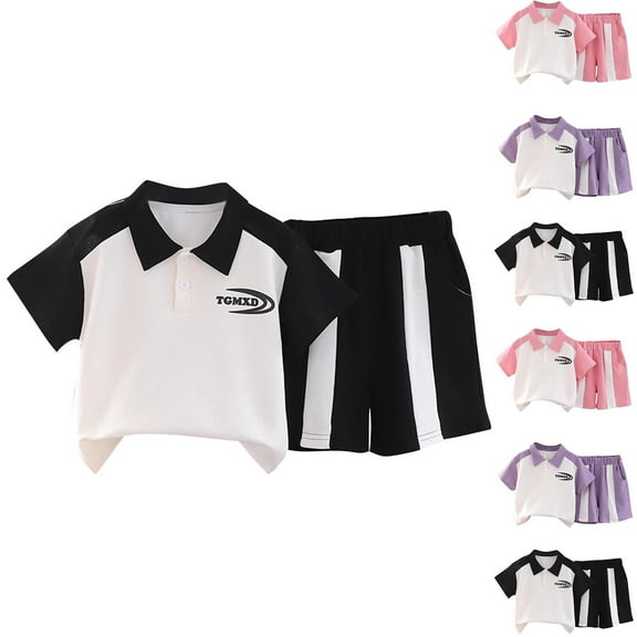 Uxgjfwu Kids Outfits Summer Clothing Toddler Short Sleeve Blouse Shorts Sets Boys And Girls Casual Clothing 2PC Sets